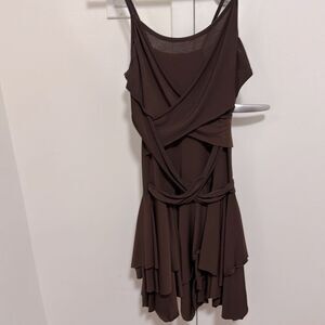 Dass & Co. Paris Brown Draped High Low Dress with Spaghetti Straps. Size 4.